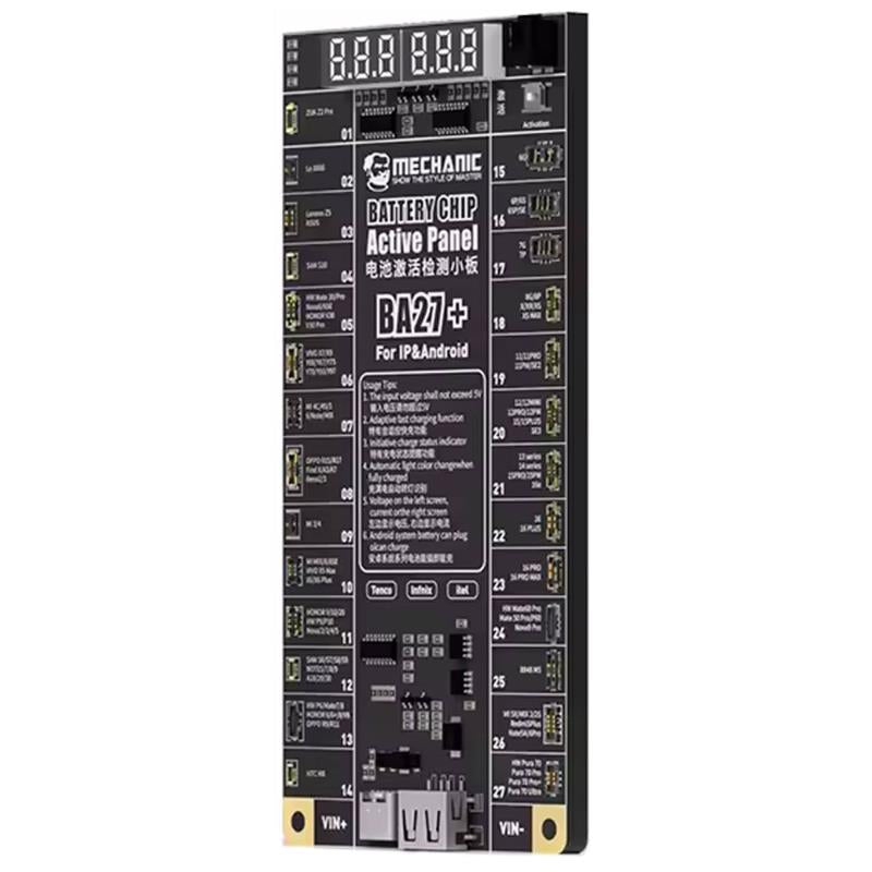 Πλακέτα Mechanic BA27 Plus για Έλεγχο Τάσης - Φόρτιση - Εκκίνηση Μπαταριών για Συσκευές Apple έως 17 Series, Samsung, Xiaomi & Huawei