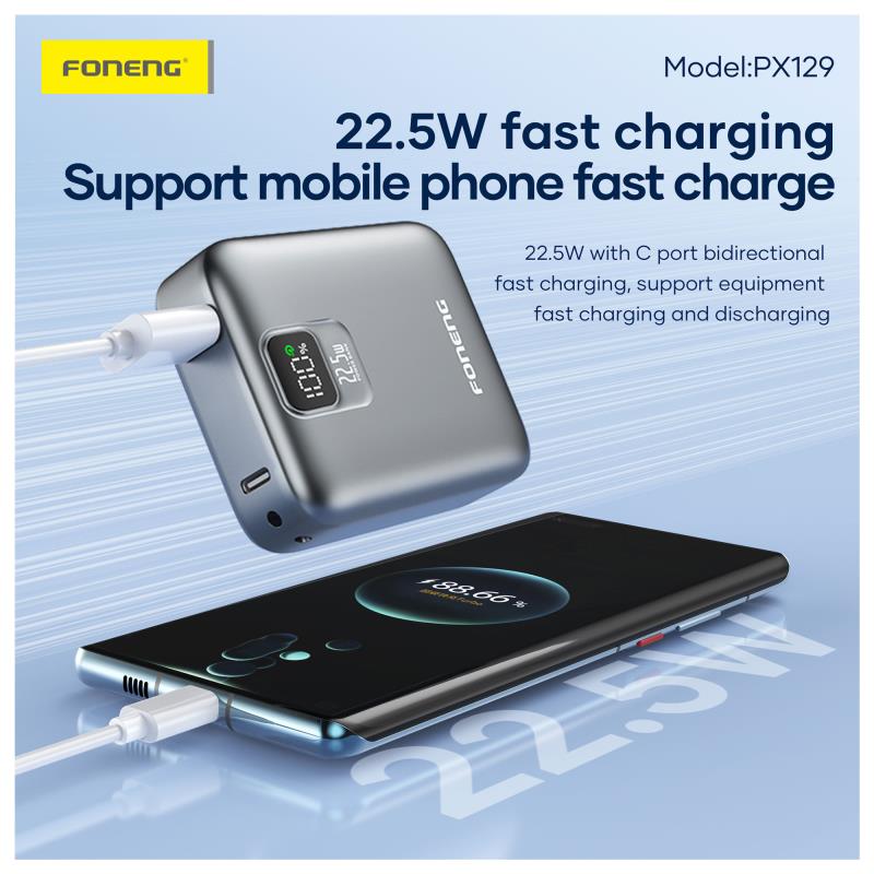 Φορτιστής Ανάγκης Foneng PX129 22.5W 10000mAh Mini Σκούρο Γκρι