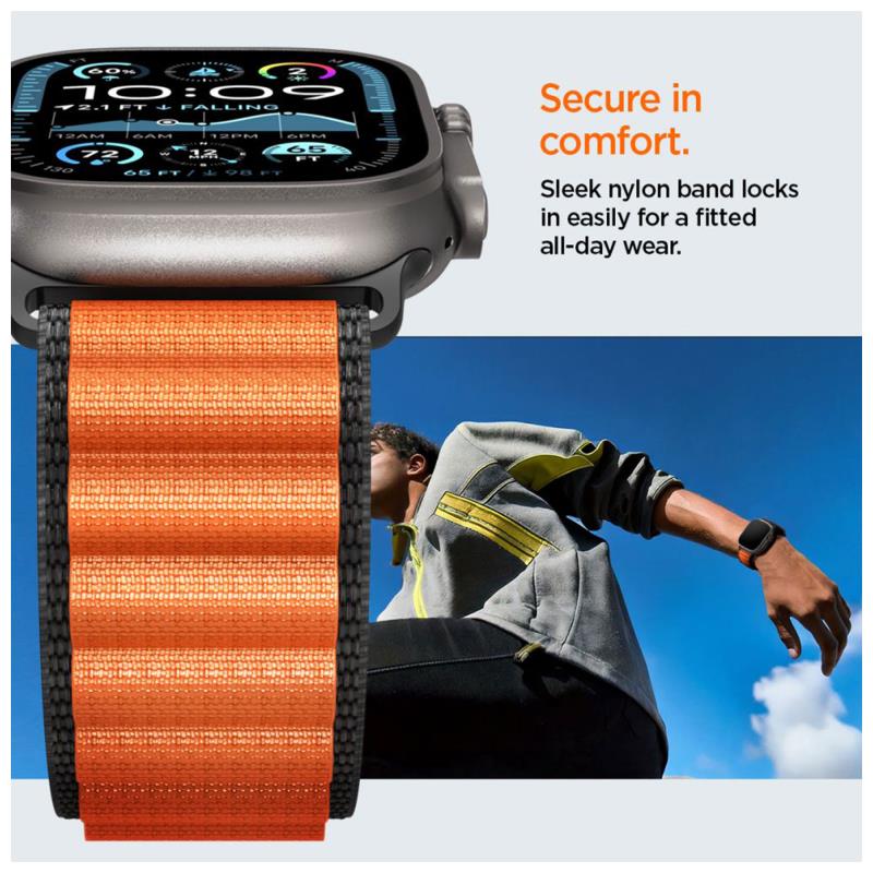 Λουράκι Spigen WBF1 Apple Watch (44/ 45/ 46/ 49mm) Μαύρο-Πορτοκαλί