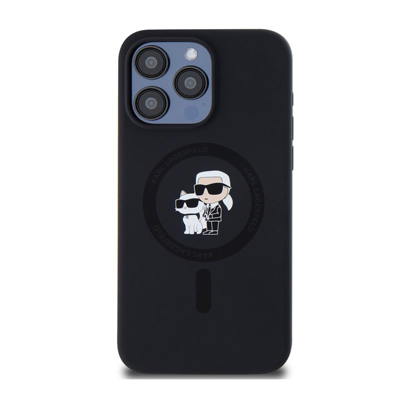 Θήκη Σιλικόνης Karl Lagerfeld Magsafe Apple iPhone 15 Pro Max Karl & Choupette Heads Μαύρο
