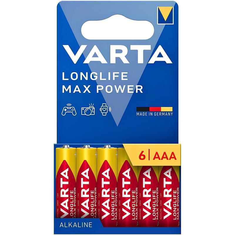 Μπαταρία Alkaline Varta Longlife Max Power AAA LR03 Plastic Free (6 τεμ)
