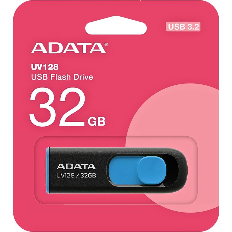 USB 3.2 Flash Disk Adata UV128 USB A 32GB Μαύρο