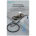 Καλώδιο Σύνδεσης USB 2.0 Devia EC646 USB C σε USB C PD 60W 3m Gracious Μαύρο