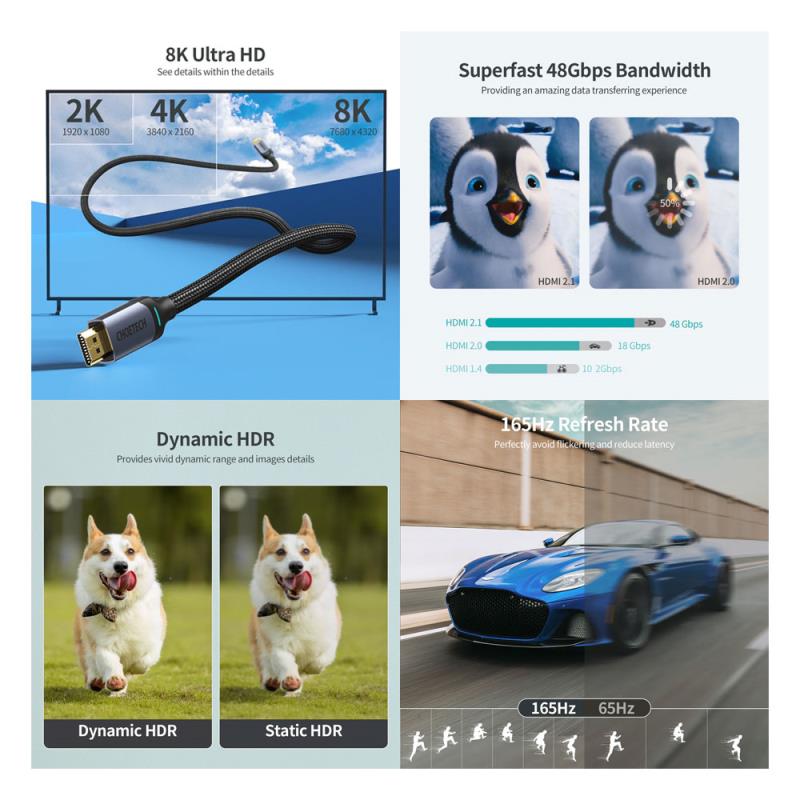 Καλώδιο HDMI σε HDMI Nylon Choetech XHH01 8K 2m Μαύρο
