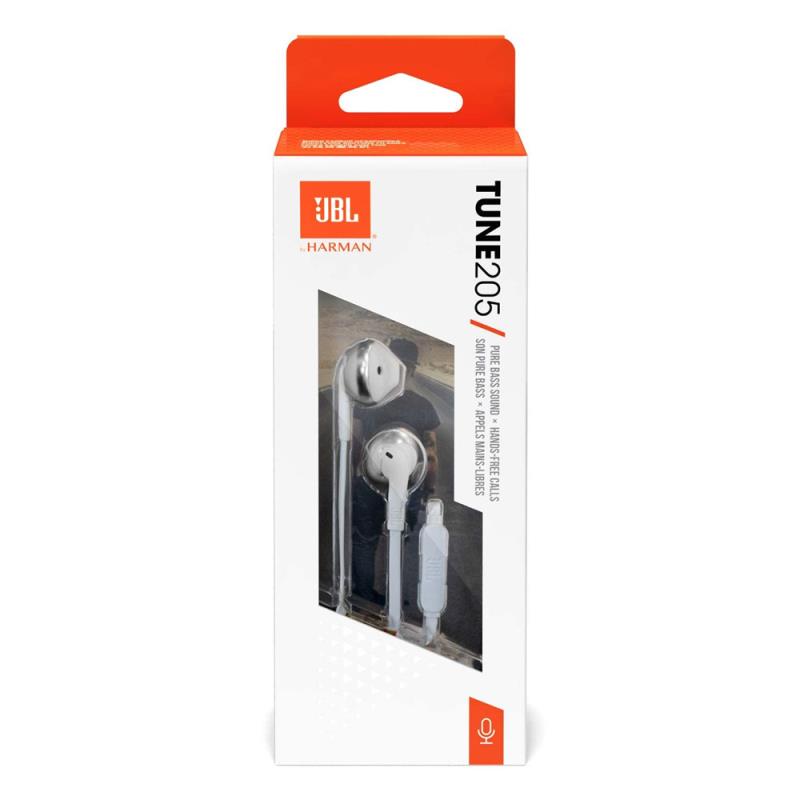 Hands Free Stereo JBL Tune T205 3.5mm Ασημί