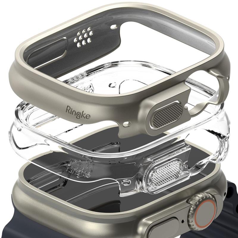 Θήκη PC Ringke Slim Apple Watch Ultra 1/ 2/ 3 49mm Διάφανο & Γκρι (2 τεμ.)