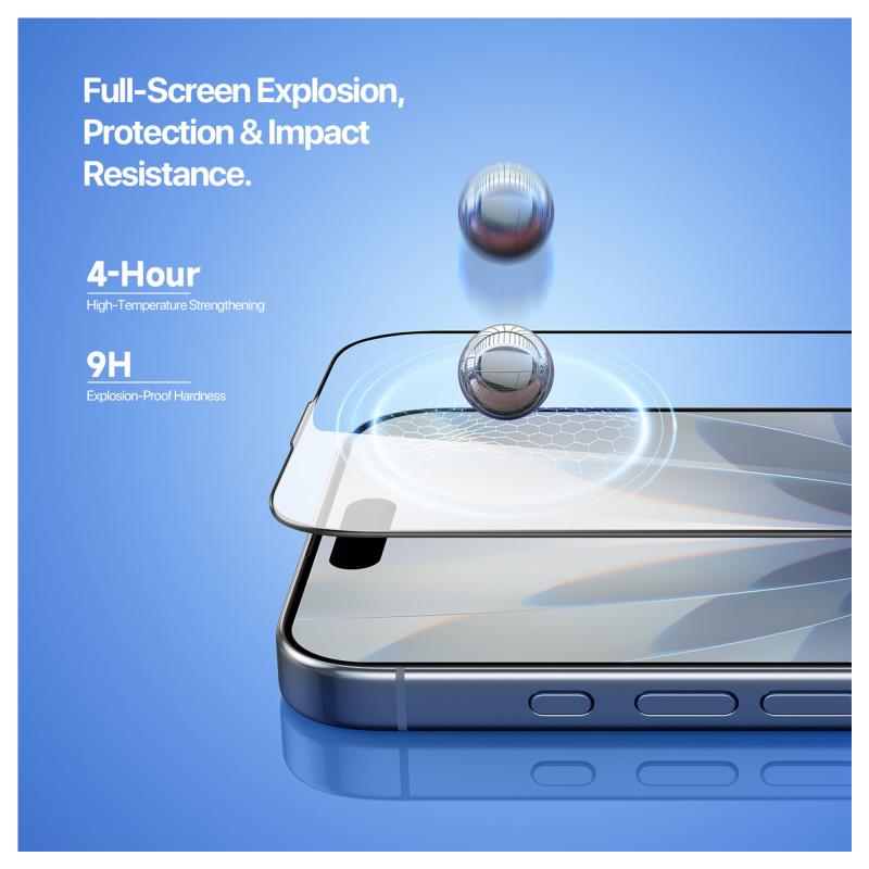 Tempered Glass 2.5D Dux Ducis Apple iPhone 17 με Dust-free Auto Alignment Kit Roga Μαύρο (1 τεμ.)