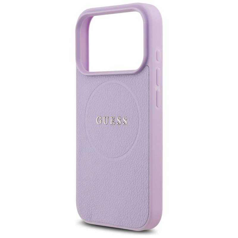 Θήκη PU Guess MagSafe Apple iPhone 17 Pro Max Grained Gold Ring Μωβ
