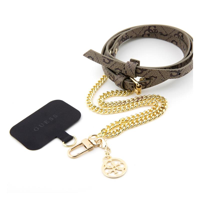 Universal Λουράκι Λαιμού Guess για Θήκες Κινητών Chain CBDY Metal Eco-leather 4G Καφέ