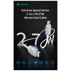Καλώδιο Σύνδεσης USB 2.0 Woven Devia EC654 USB C σε Lightning PD 27W 1.5m Extreme Λευκό