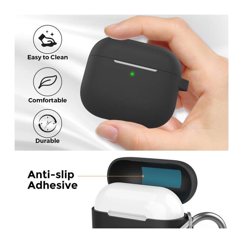Θήκη Σιλικόνης AhaStyle PT148 Apple AirPods 3 Premium με Γάντζο Μαύρο