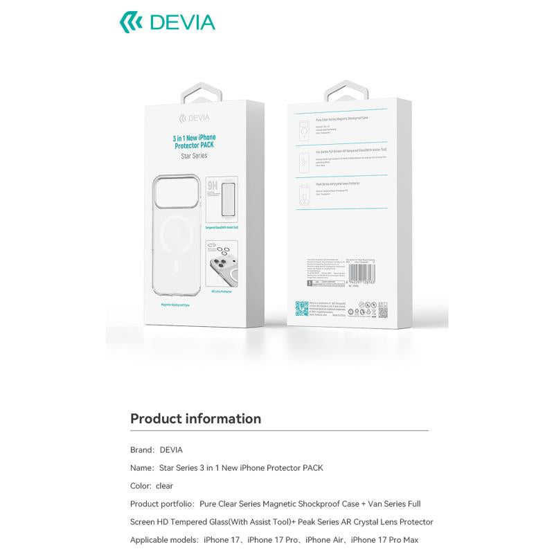 Θήκη TPU & PC & Tempered Glass & Camera Cover Devia Apple iPhone Air Magnetic Shock Proof Star Pack Διάφανο