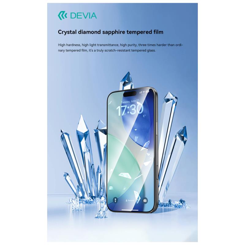 Tempered Glass Crystal Diamond Hardness Devia Apple iPhone 17 με Βοηθητικό Εργαλείο Van Μαύρο (1 τεμ.)