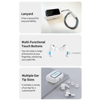 True Wireless Ακουστικά Bluetooth Devia EM062 ANC Pro2 με Οθόνη Λευκό