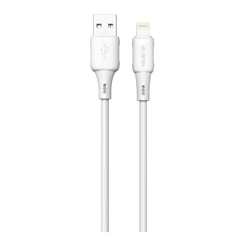 Καλώδιο Σύνδεσης USB 2.0 Devia EC630 USB A σε Lightning 2.4A Silicone Pro3 1m Λευκό