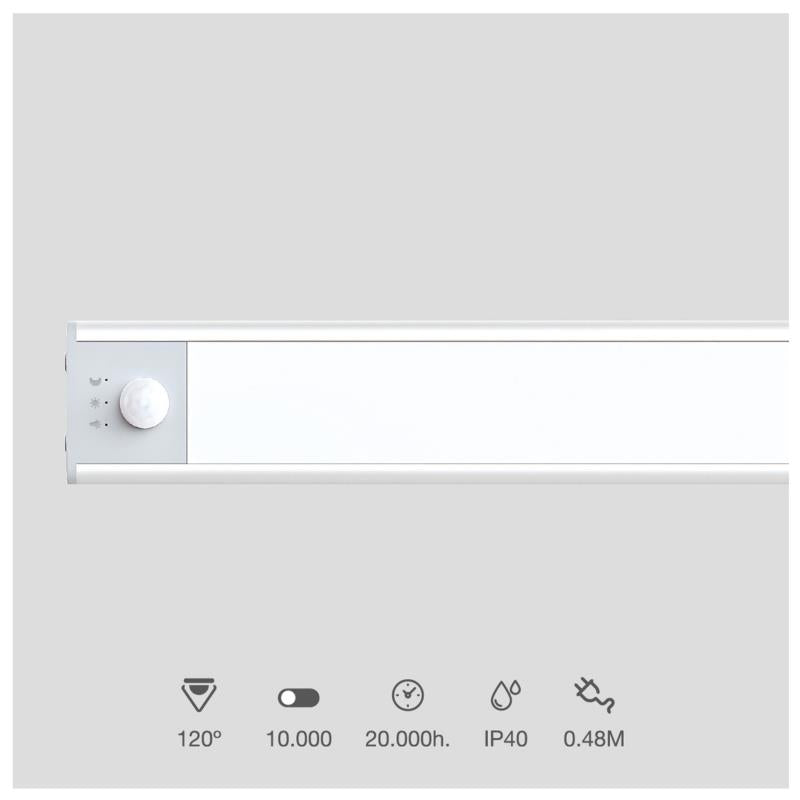 Φωτιστικό LED GSC Tibuka 20cm με Αισθητήρα Κίνησης 75lm 3000K έως 6500K Ασημί