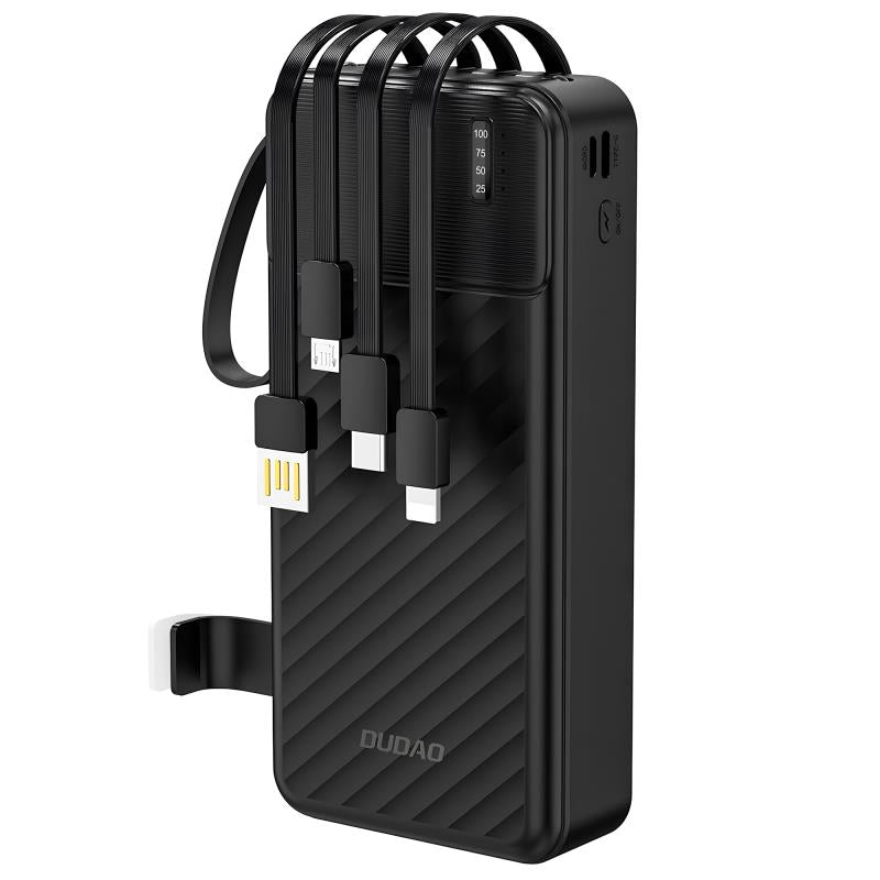 Φορτιστής Ανάγκης Dudao K11Pro 10W 20000mAh με 4 Ενσωματωμένα Καλώδια Μαύρο