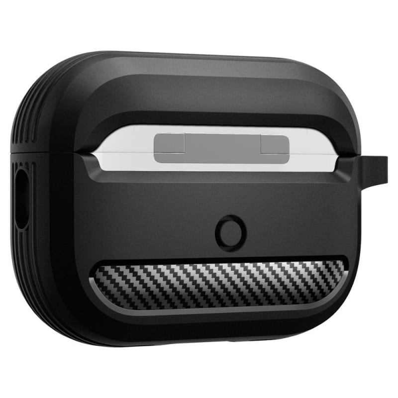 Θήκη Σιλικόνης Spigen Rugged Armor Apple AirPods Pro 1/ 2 με Γάντζο Μαύρο