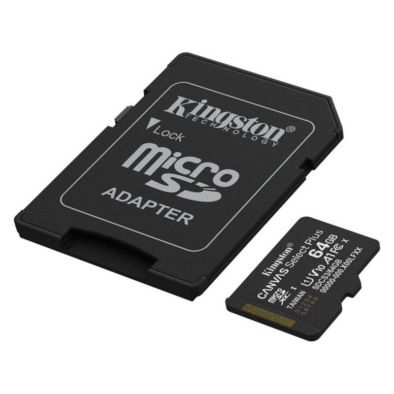 Κάρτα μνήμης Micro SDHC C10 UHS-I U1 Kingston Canvas Select Plus 100MB/s 64Gb + 1 ADP