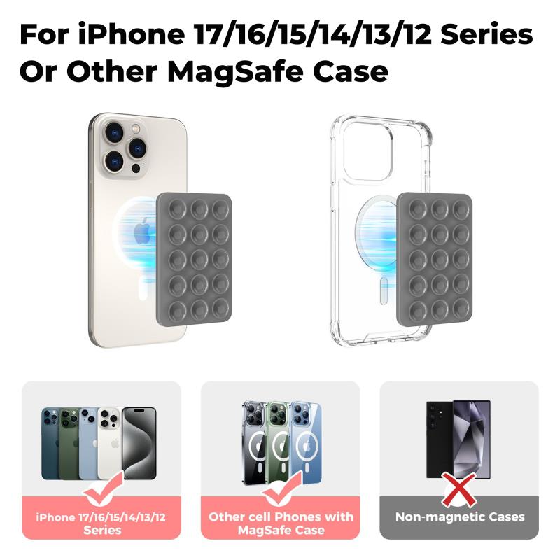 Βάση Στήριξης με Βεντούζα Magnetic Ahastyle PT-CY202 για Smartphones Σκούρο Γκρι