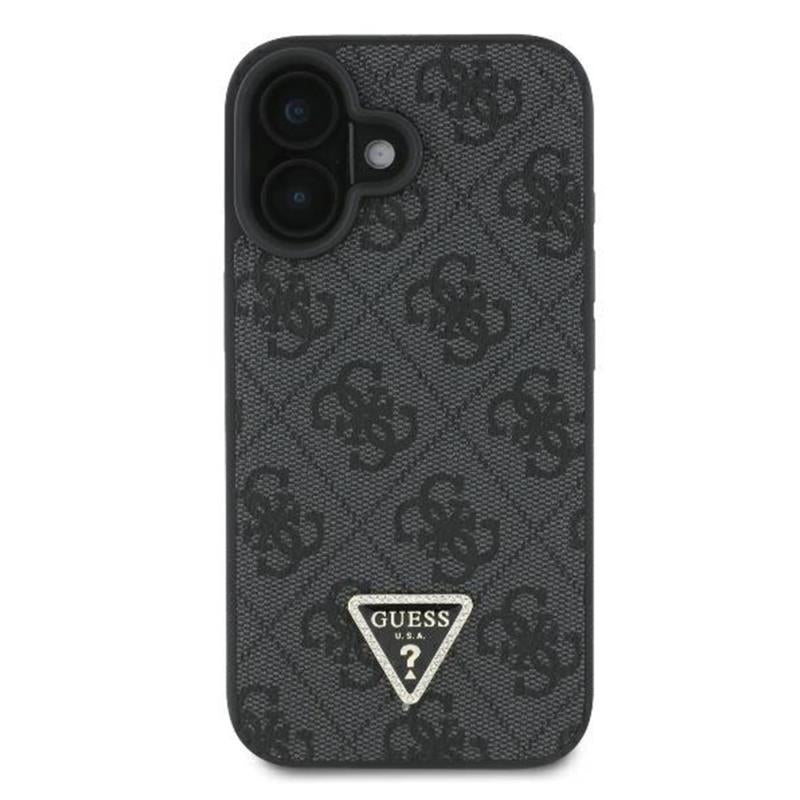 Θήκη PU Guess Leather Apple iPhone 16 Metal Logo Strass Crossbody Black
