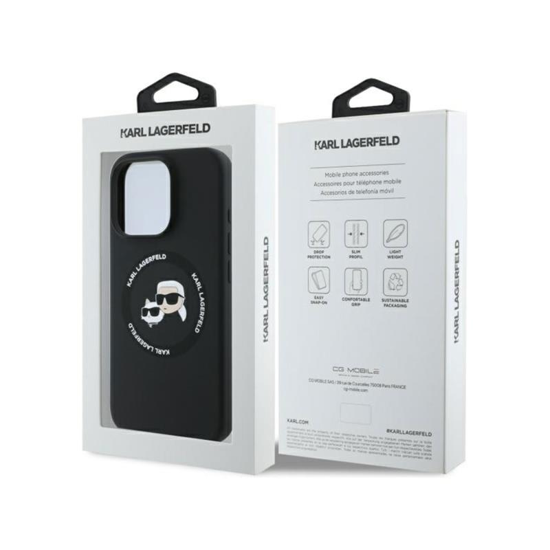Θήκη Σιλικόνης Karl Lagerfeld Magsafe Apple iPhone 16 Pro Max Karl & Choupette Heads Μαύρο