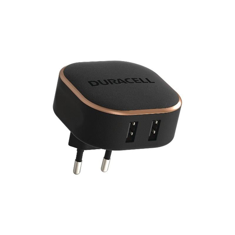 Φορτιστής Ταξιδίου Duracell με Διπλή Έξοδο 2xUSB A 24W 4.8A Μαύρο