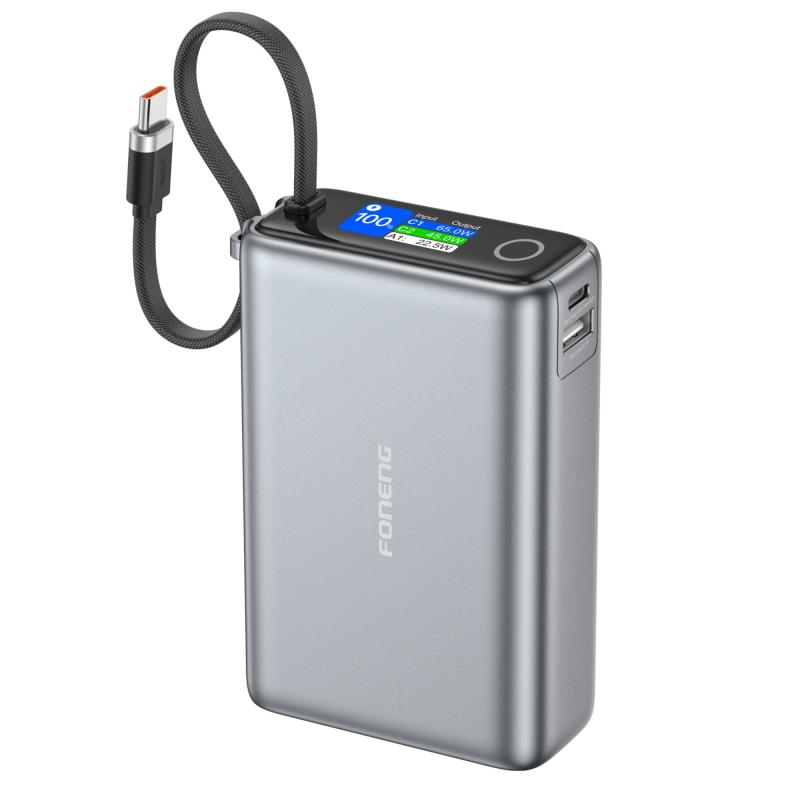 Φορτιστής Ανάγκης Foneng PX132 65W 20000mAh με Έγχρωμη Οθόνη Σκούρο Γκρι