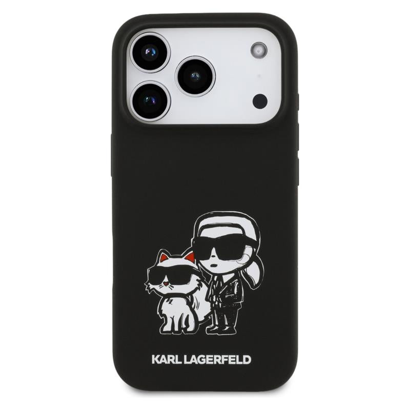 Θήκη Σιλικόνης Karl Lagerfeld Apple iPhone 17 Pro Sketch & Logo Karl & Choupette Μαύρο