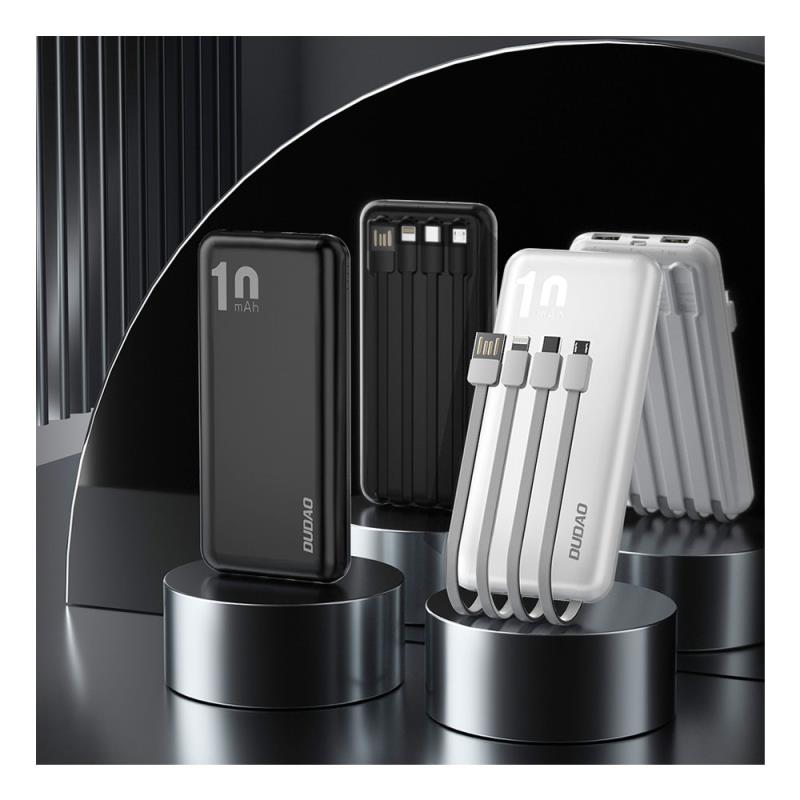 Φορτιστής Ανάγκης Dudao K6Pro 15W 10000mAh με 4 Ενσωματωμένα Καλώδια Μαύρο