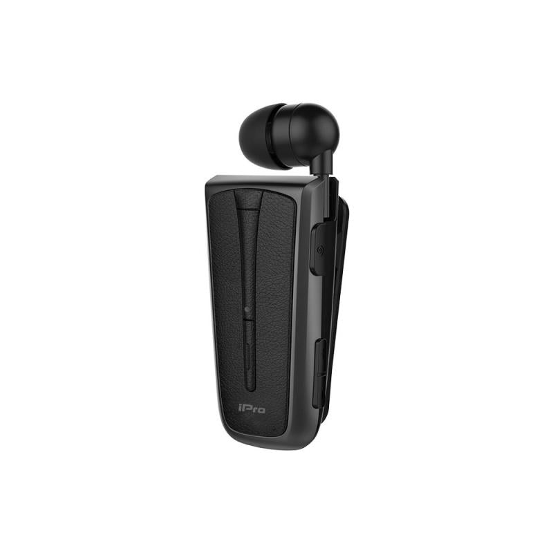 Στερεοφωνικό Ακουστικό Bluetooth iPro RH219s Retractable με Δόνηση Μαύρο-Γκρι