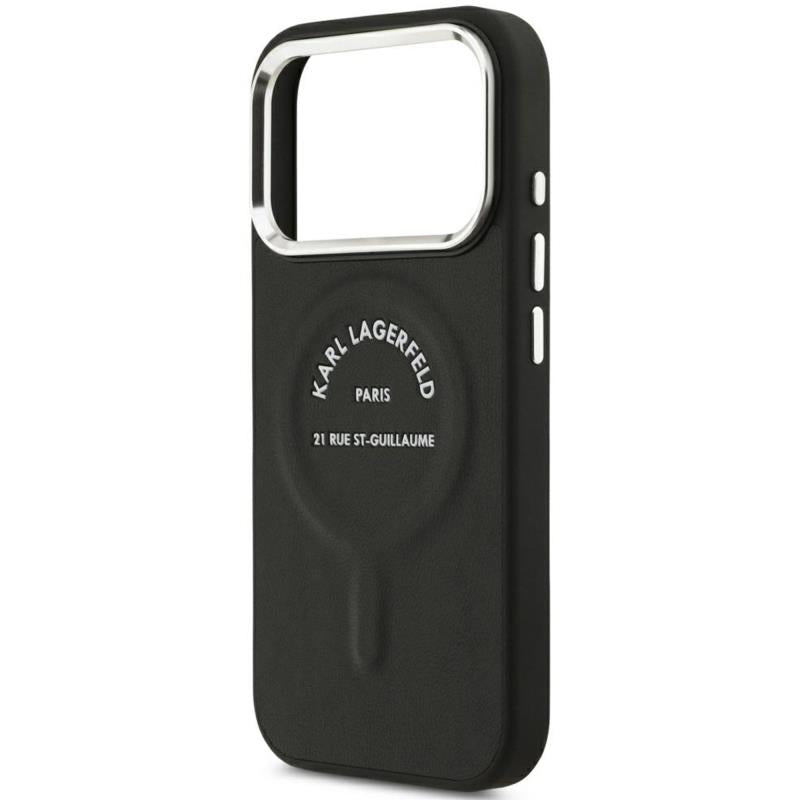 Θήκη TPU Karl Lagerfeld Apple iPhone 18 Pro/ 17 Pro MagSafe Leather Ring RSG Logo Μαύρο