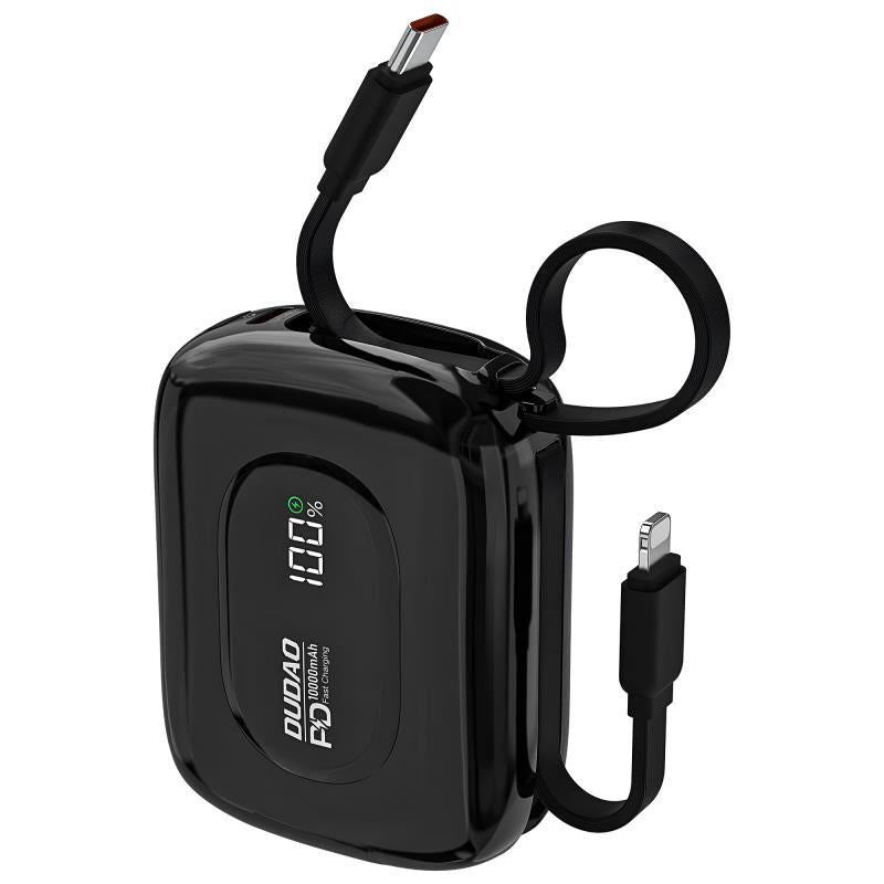 Φορτιστής Ανάγκης Dudao K32 22.5W 10000mAh με 2 Ενσωματωμένα Καλώδια Μαύρο