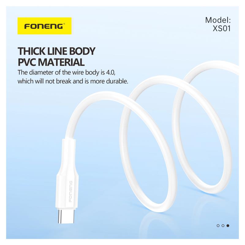 Καλώδιο Σύνδεσης USB 2.0 Foneng XS01 3in1 USB A σε Micro USB & USB C & Lightning 3A 15W 1.2m Λευκό