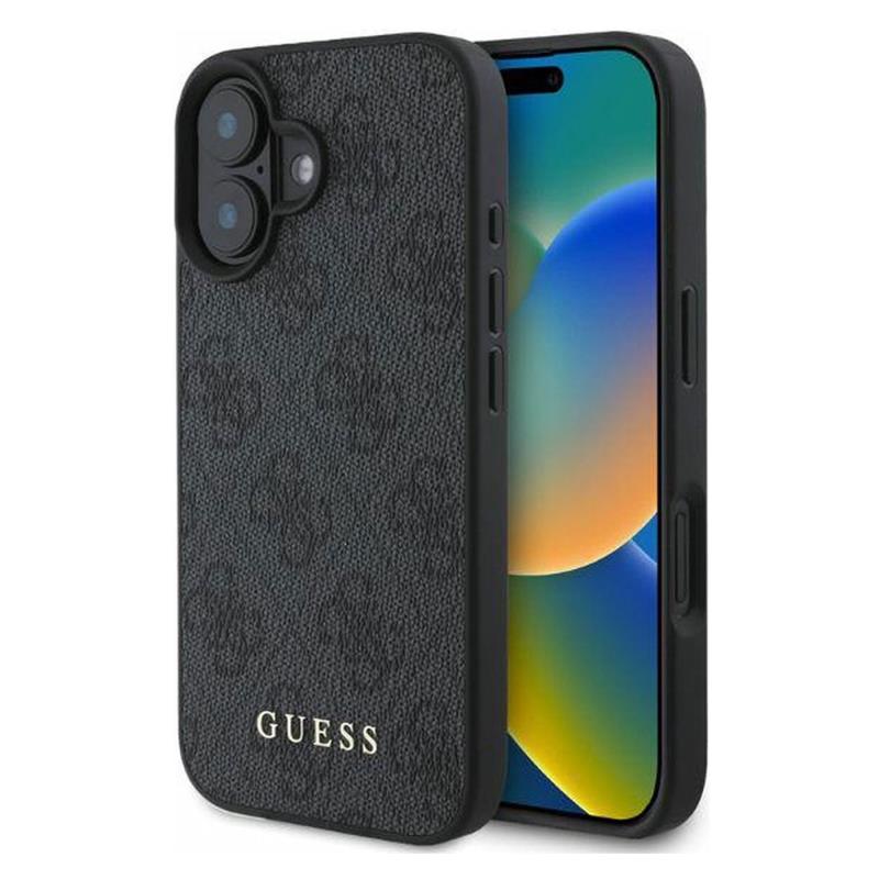 Θήκη PU Guess Apple iPhone 16 Hardcase Classic 4G Μαύρο