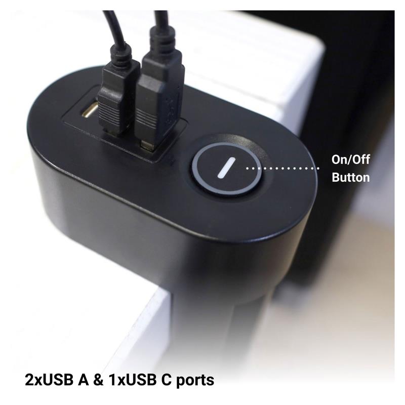 Πολύπριζο GSC 3 Θέσεων με Κουμπί On/Off, Θύρες 2xUSB A, 1xUSB C & Καλώδιο 1.4m (3 x 1.5mm) Μαύρο