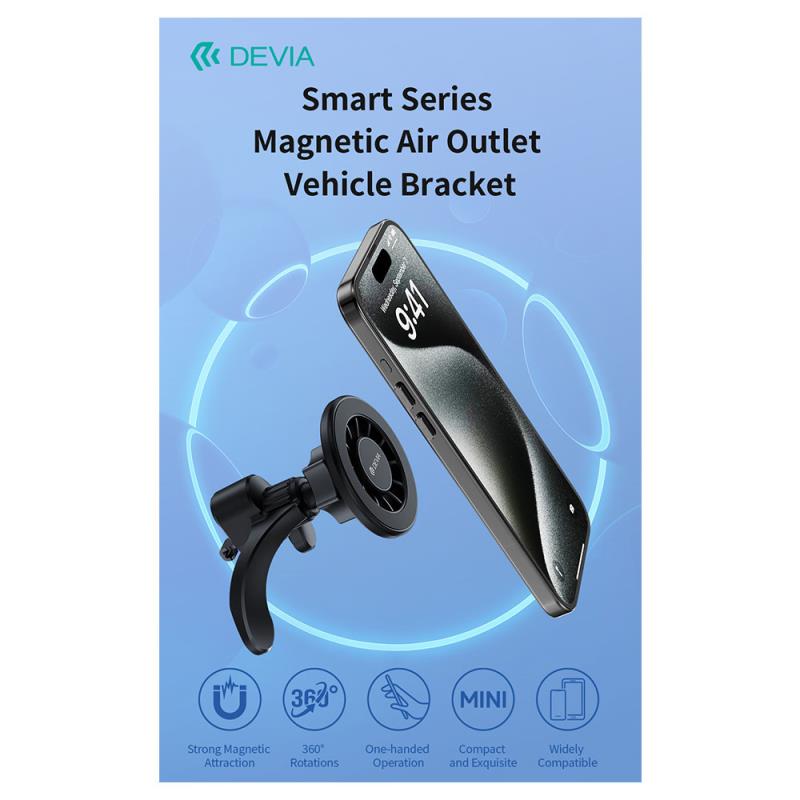 Universal Βάση Στήριξης Αεραγωγού Αυτοκινήτου Devia ES084 Magnetic Bracket Μαύρο
