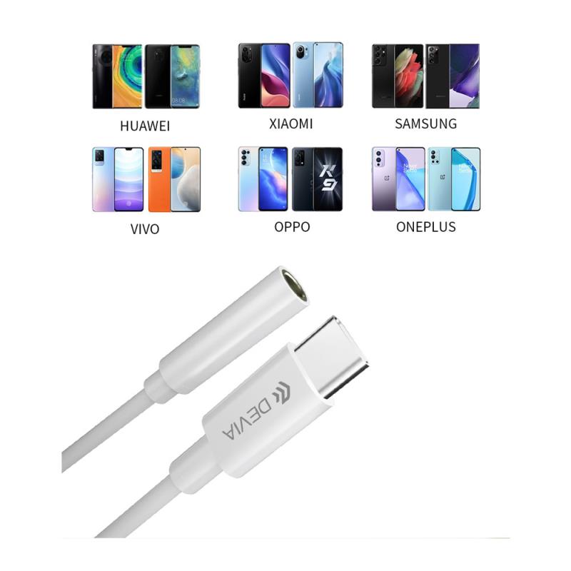 Αντάπτορας Devia EC608 USB C Αρσενικό σε 3.5mm Θηλυκό για Φόρτιση & Hands Free Smart Λευκό