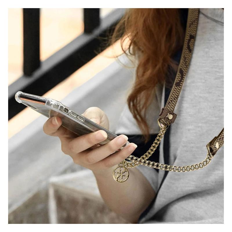 Universal Λουράκι Λαιμού Guess για Θήκες Κινητών Chain CBDY Metal Eco-leather 4G Καφέ