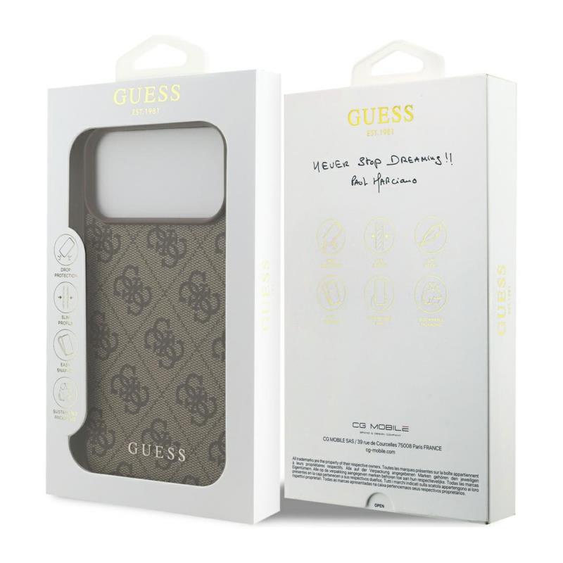 Θήκη PU Guess Apple iPhone 17 Pro Max Hardcase Classic Logo 4G Καφέ