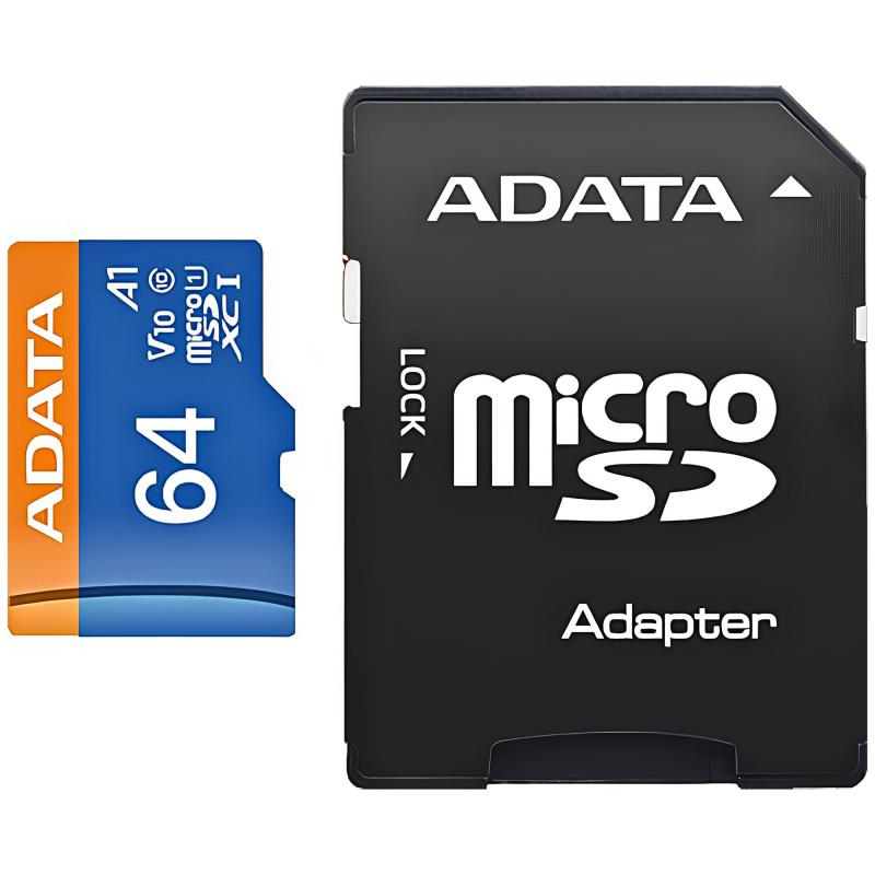 Κάρτα μνήμης Micro SDXC C10 UHS-1 U1 Adata 100MB/s 64GB + 1 ADP