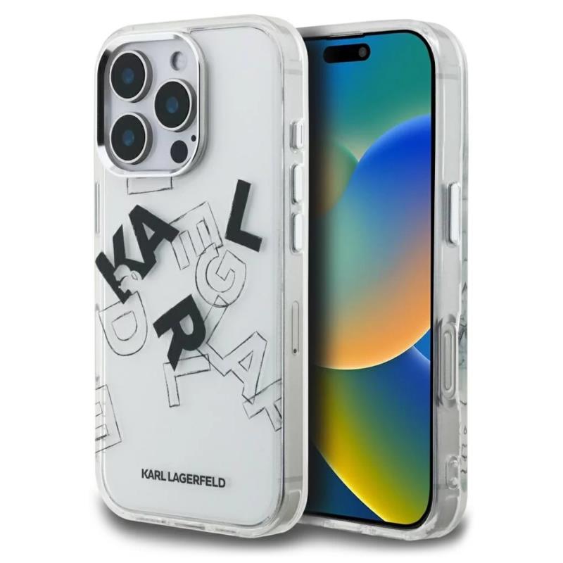 Θήκη TPU Karl Lagerfeld Apple iPhone 16 Pro IML Metal Sketched Graphic Logo Διάφανο