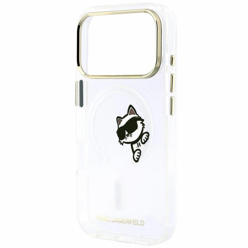 Θήκη PC/TPU Karl Lagerfeld Magsafe Apple iPhone 18 Pro/ 17 Pro IML Peekaboo Print & Metal Frame Choupette Διάφανο
