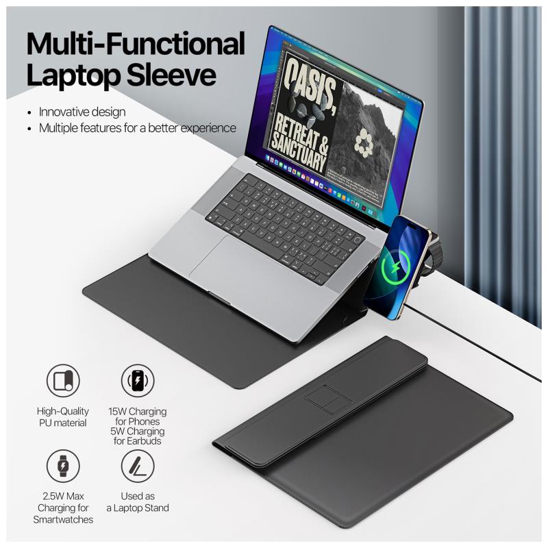 Θήκη Ασύρματης Φόρτισης Dux Ducis AirQ 3 σε 1 για Laptop/ Macbook/ Notebook/ Tablet 15.0"-16.0" Μαύρο
