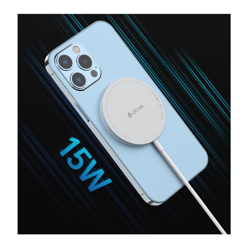 Ασύρματος Φορτιστής Devia EA239 15W για Smartphones Smart Ασημί