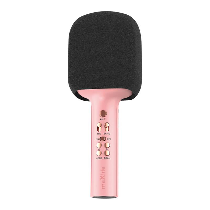 Ασύρματο Μικρόφωνο Bluetooth Maxlife MXBM-600 με Ηχείο (Karaoke) Ροζ