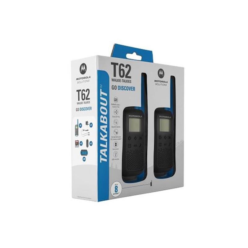 Walkie Talkie Motorola Talkabout T62 & Φορτιστής Μαύρο-Μπλε (2 τεμ.)