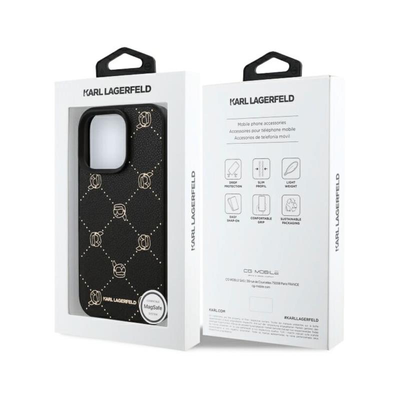 Θήκη PU Karl Lagerfeld Magsafe Apple iPhone 16 Pro Leather Karl Head Μαύρο