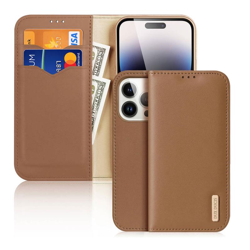 Θήκη Δερμάτινη Dux Ducis Hivo RFID Wallet Apple iPhone 15 Pro Max Καφέ