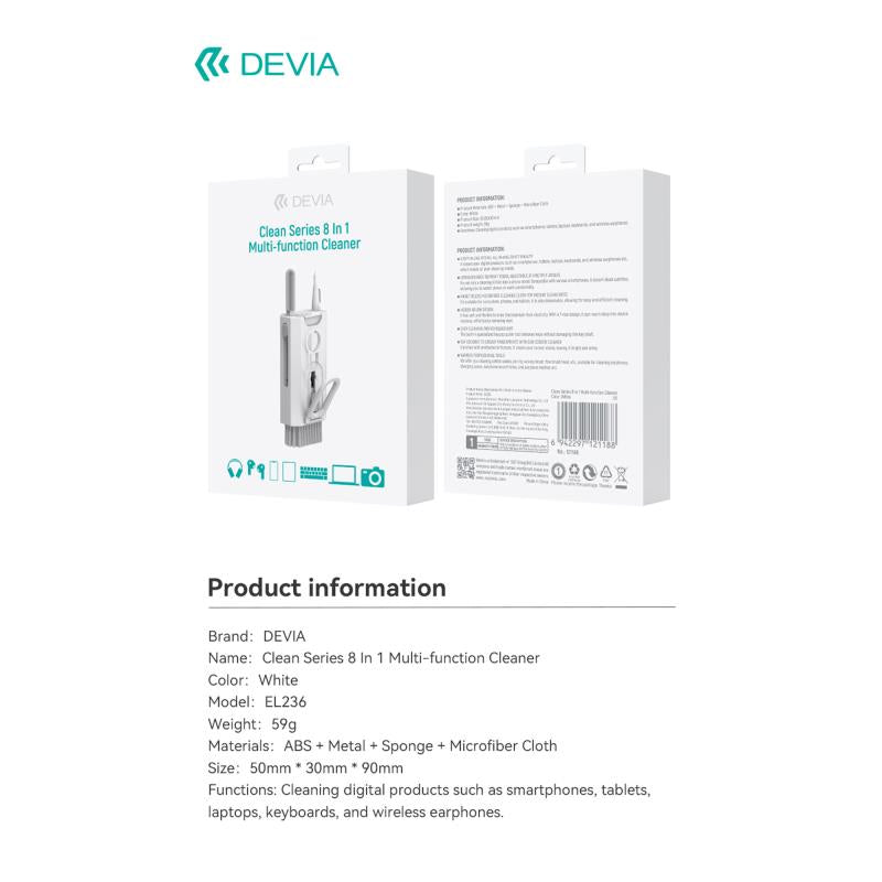 Πολυλειτουργικό Kit Καθαρισμού Devia EL236 8 σε 1 Clean Λευκό